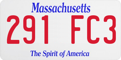 MA license plate 291FC3