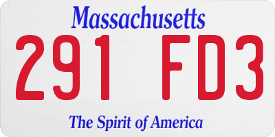 MA license plate 291FD3