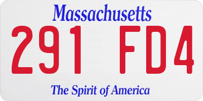 MA license plate 291FD4