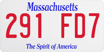 MA license plate 291FD7