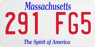 MA license plate 291FG5