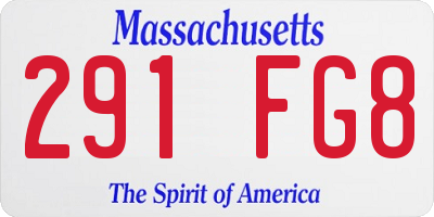 MA license plate 291FG8