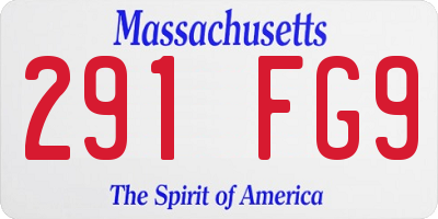 MA license plate 291FG9