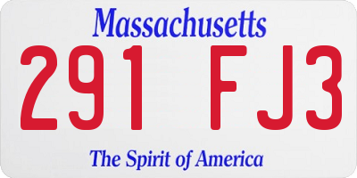 MA license plate 291FJ3