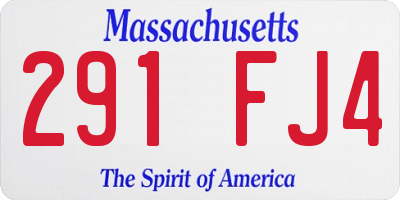 MA license plate 291FJ4