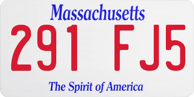 MA license plate 291FJ5
