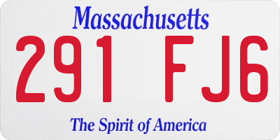 MA license plate 291FJ6