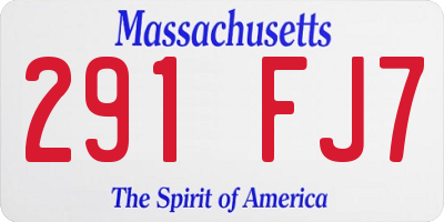 MA license plate 291FJ7