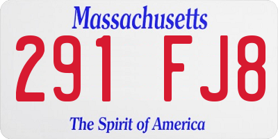 MA license plate 291FJ8