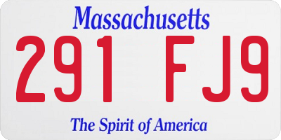 MA license plate 291FJ9