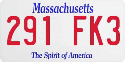 MA license plate 291FK3