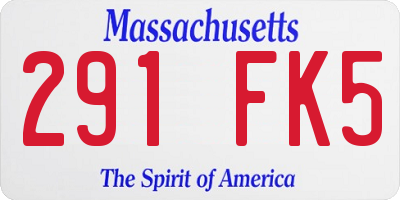 MA license plate 291FK5
