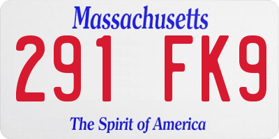 MA license plate 291FK9