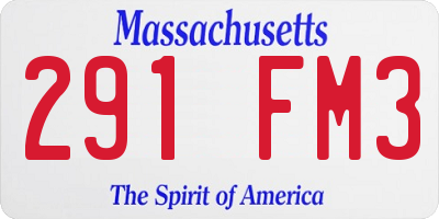 MA license plate 291FM3