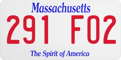 MA license plate 291FO2
