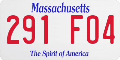 MA license plate 291FO4