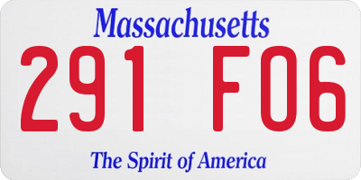 MA license plate 291FO6