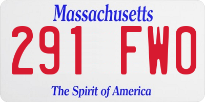 MA license plate 291FW0