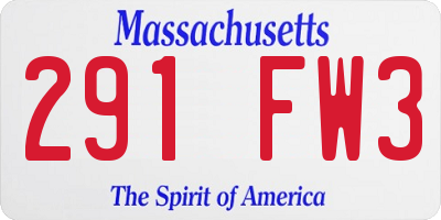 MA license plate 291FW3