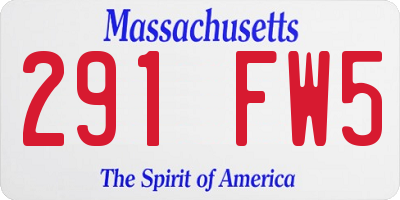 MA license plate 291FW5