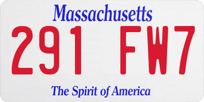 MA license plate 291FW7