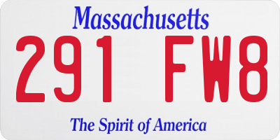 MA license plate 291FW8
