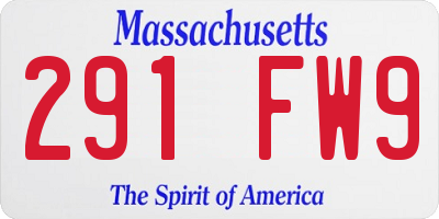 MA license plate 291FW9