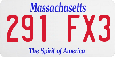 MA license plate 291FX3