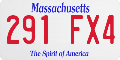 MA license plate 291FX4