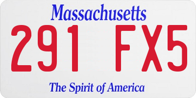 MA license plate 291FX5