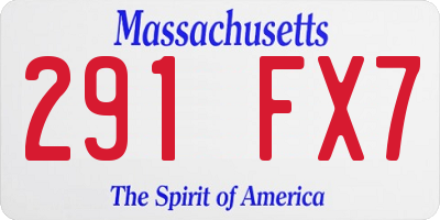MA license plate 291FX7
