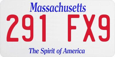 MA license plate 291FX9