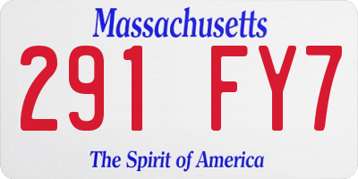 MA license plate 291FY7