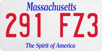 MA license plate 291FZ3