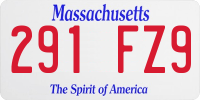 MA license plate 291FZ9