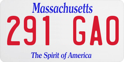 MA license plate 291GA0