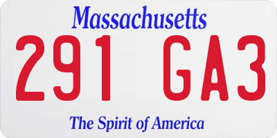 MA license plate 291GA3