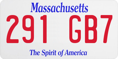 MA license plate 291GB7