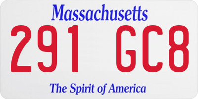 MA license plate 291GC8