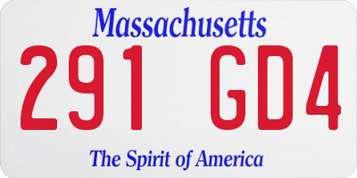 MA license plate 291GD4