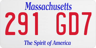 MA license plate 291GD7