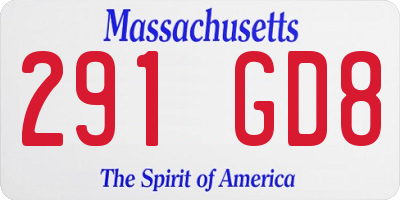 MA license plate 291GD8