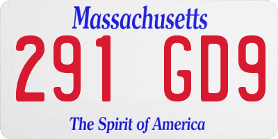 MA license plate 291GD9