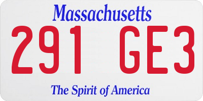 MA license plate 291GE3