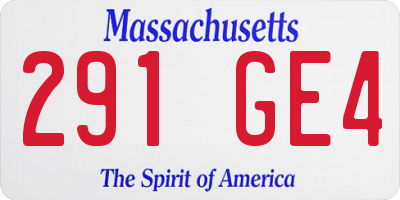 MA license plate 291GE4