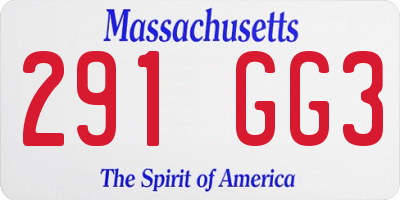 MA license plate 291GG3