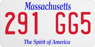 MA license plate 291GG5