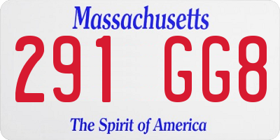 MA license plate 291GG8