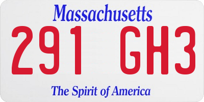 MA license plate 291GH3