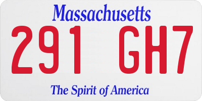 MA license plate 291GH7